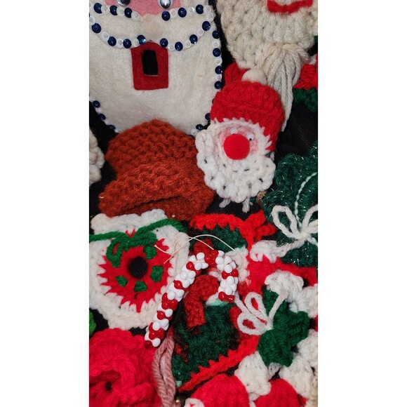 Crocheted Christmas Ornaments Set Of 28 Handmade Decor Wreaths Santa Stockings T - Picture 9 of 13